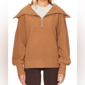 Varley Vine Half ZipTan Sweatshirt with Zip Collar